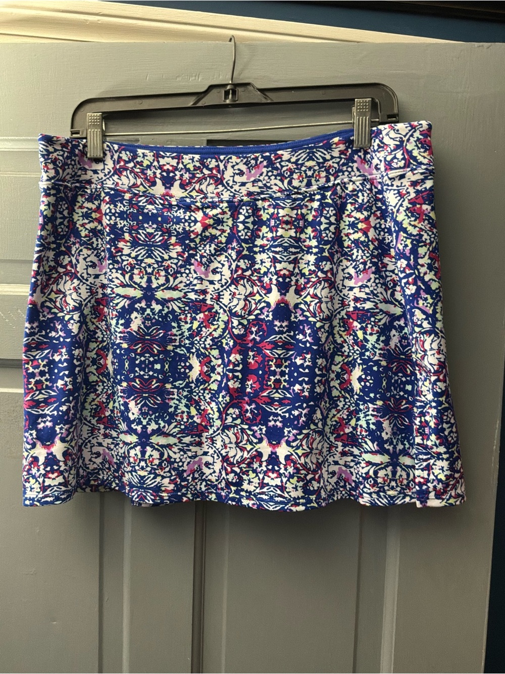 Tranquility by Colorado Clothing Blue Floral Skater Skirt with Pink Accents